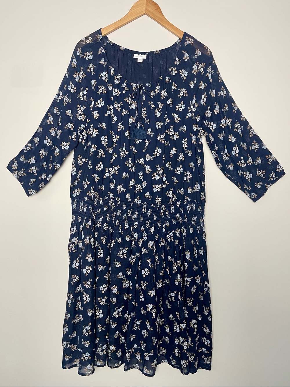 J. Jill | Floral Elastic Waist 3/4 Sleeve Dress
Tie Neckline Cotton Size Large